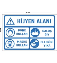 Metal Hijyen Alanı 30 cm x 40 cm A3 Büyüklüğünde Uyarı Levhası Yönlendirme Tabelası