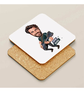 Kişiye Özel Havalı Erkek Gitarist Karikatürlü Bardak Altlığı