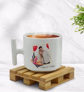 BK Gift Kişiye Özel İsimli Fotoğraflı T Kulplu Beyaz Middle Kupa Bardak-27