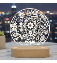 KİŞİSELLEŞTİRİLEBİLİR Polis Hediye 3D LED Lamba - Meslek Temalı Dekor (Şeffaf)