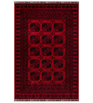 Kırmızı Renkli Afgan Tarzı Altı Kaymaz Yıkanabilir Şönil Kilim
