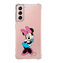 Samsung Galaxy S21  Köşe Korumalı Antişok Kapak Minnie Mouse Tasarımlı Şeffaf  Kılıf