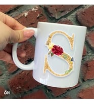 Size Özel S Harfli Seramik Baskılı Kupa Bardaklar