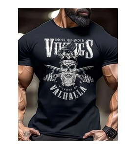 Baskılı Oversize Bisiklet Yaka T-shirt - Siyah