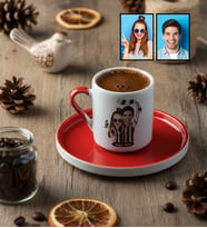 Kişiye Özel Karikatürlü Siyah Beyaz Taraftar Sevgiliye Hediye Türk Kahvesi Fincanı Sevgililer Günü Hediyesi