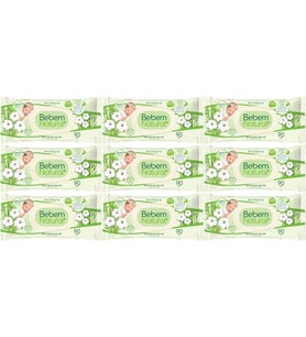 Bebem Natural Islak Bebek Mendili Narin Dokunuş / Yenidoğan 90 Yaprak Plastik Kapaklı 9 Lu Set