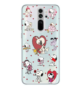 Redmi Note 8 Pro Uyumlu Snoopy ve Kalp Tasarımlı Şeffaf Telefon Kılıfı