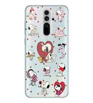 Redmi Note 8 Pro Uyumlu Snoopy ve Kalp Tasarımlı Şeffaf Telefon Kılıfı