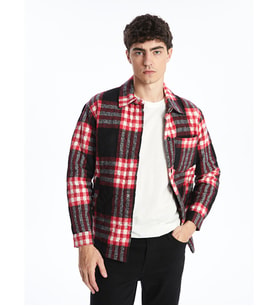 LC WAIKIKI Kırmızı Regular Fit Uzun Kollu Ekose Erkek Gömlek Ceket