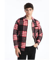 LC WAIKIKI Kırmızı Regular Fit Uzun Kollu Ekose Erkek Gömlek Ceket