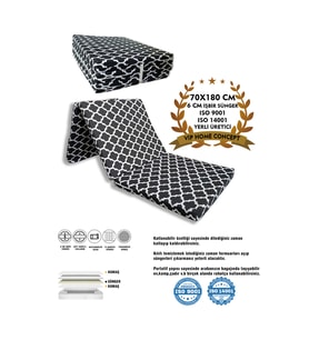 Katlanır Yer Yatağı Sünger Yatak Büyük Kara Çatı 70x180 Cm-6 Cm Tek Kişilik
