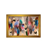 Renkli Tüyler Soyut Motifli Kanvas Tablo 50 x 70 cm Gold Çerçeve