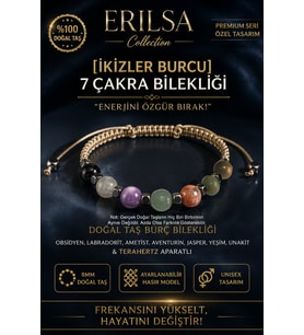 Sertifikalı İkizler Burcu 7 Çakra Doğal Taş Bileklik Ayarlamalı Unisex Lüks Hem Bileklik Hem Halhal