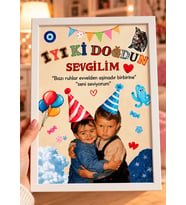 Kişiye Özel Çocukluk Fotoğraflı Çerçeve İsim ve Mesajlı Erkek Sevgiliye Anı Doğum Günü Hediyesi Anı!