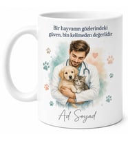 Veteriner Dostu Baskılı Kupa Bardak Veteriner Hekime Özel Tasarım Hediye