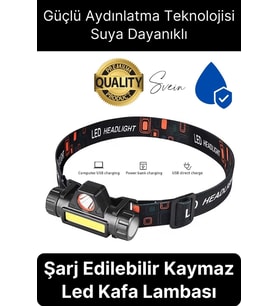 Cata Premium Kamp Yayla Köy Kafa Lambası Ledli Şarjlı Tamir Baş Feneri Madenci Işıklı Başlık Aparatı