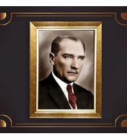 Özel Seri Paspartulu Çerçeveli Atatürk Tablo l536 (Gold)