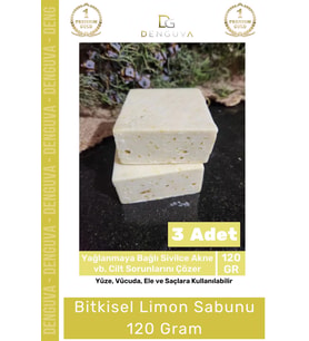 Lüks %100 Doğal Güzel Kokulu El Yüz Saç Vücut Cilt Orijinal Bitkisel Limon Sabunu 120G - 3 Adet