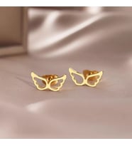 Kişiye Özel 925 Ayar Gümüş Melek Kanadı Küpe (Gold)