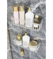 HOME Banyor Yapışkanlı Banyo Rafı, 2'li Banyo Düzenleyici Organizer Banyo Duş Rafı Şampuanlık, Plstik