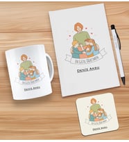 BK Gift Kişiye Özel İsimli Öğretmenler Günü Tasarımlı Beyaz Defter, Tükenmez Kalem, Kupa ve Bardak Altlığı Hediye Seti- 9, Öğretmene Hediye, Öğretmenler Günü