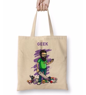 Nerd Geek Gamer Bez Çanta Uzun Saplı