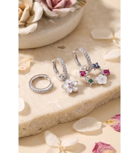 3 lü Set Gümüş Renk Çiçek Model Küpe TJ-BKP11963