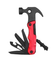 Valkyrie Çok Fonksiyonlu Çekiç Çakı Çantalı Kamp Outdoor Testere Tornavida Seti Kırmızı