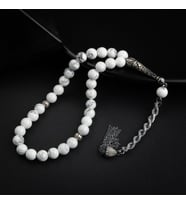 Havlit Doğal Taş 8mm Oksitli Gümüş Tesbih (Çok Renkli)