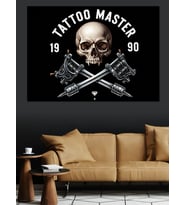 Tattoo Master Klasik Kurukafa Dekoratif Kanvas - Mdf Ahşap Tablo