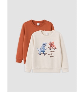 LCW Kids Beyaz 2'li Erkek Çocuk Kalın Sweatshirt