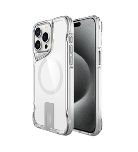 iPhone 15 Pro Kılıf Magsafe Şarj Özellikli T-Max Standlı Kılıf (Renksiz)