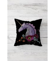Ünicorn At Desenli Çift Tarafı Baskılı Gizli Fermuarlı Yastık Kılıfı Kırlent Koltuk Yastık Kılıfı (Siyah)