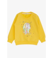 Breeze Kız Çocuk Sweatshirt Baskılı Pullu Unicorn 2-6 Yaş, Sarı
