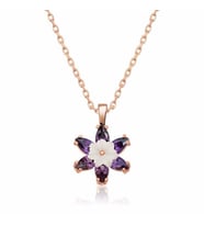 Aya Diamond Gümüş Rose Mor Taşlı Sedef Çiçek Çivili Kadın Küpe