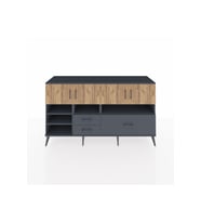 Kronos Konsol 8 Raflı 3 Çekmeceli 4 Kapaklı 176x59x99 Antrasit-Çam/Antrasit