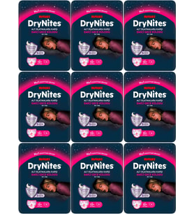 Drynites Emici Gece Külodu/Külot Bez Kız 13+ Yaş (48-60KG) X Large 81 Adet (9PK*9)