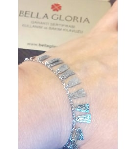 Bella Gloria Dörtgen Pullu Gümüş Bileklik (GB00346)