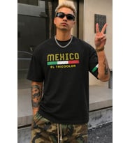 Erkek Regular Baskılı Tişört Mexico Yazılı %100 Pamuk Rahat Kesim T-Shirt