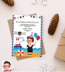 BK Gift Kişiye Özel Karikatürlü Sünnet Düğün Davetiyesi Model 6 (100 adet)