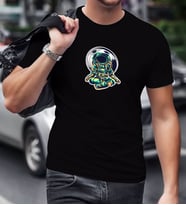 BK Gift Astronot Tasarımlı Siyah T-Shirt-2
