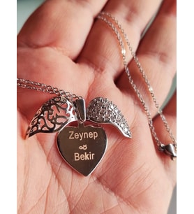 Kaliteli Çelik kalpli Kolye Kişiye özel isim SAKLI KALP