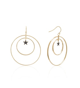 EMILIANO JEWELLERY 925 AYAR GÜMÜŞ YILDIZLI ÇİFT HALKA KÜPE
