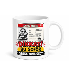 İsme Özel Ehliyet Temalı Komik Kupa Bardak Hediye Özel Tasarım Baskılı