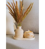 Ev & Ofis Dekoru & Bebek Pampas Vazo, Tepsi Ve Mum Seti