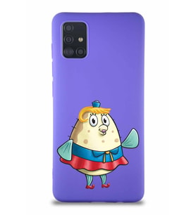 Samsung Galaxy A51 Soft Premier Kapak Bayan Puff Tasarımlı Silikon Kılıf - Mor (Şeffaf)