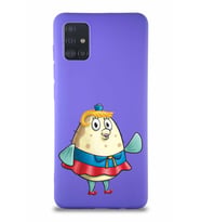 Samsung Galaxy A51 Soft Premier Kapak Bayan Puff Tasarımlı Silikon Kılıf - Mor (Şeffaf)