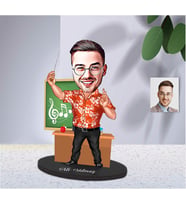 Müzik Öğretmeni Tasarım Karikatürlü Kişiye Özel Ahşap Biblo