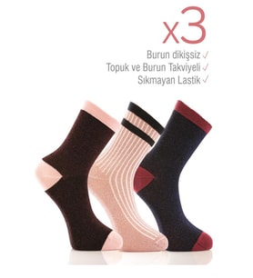 Miorre 3lü Bayan Simli Çorap (Çok Renkli-Multı)