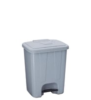 Omnipazar SY-4250 25 lt Köşeli Pedallı Plastik Çöp Kovası İç Kovalı Gri